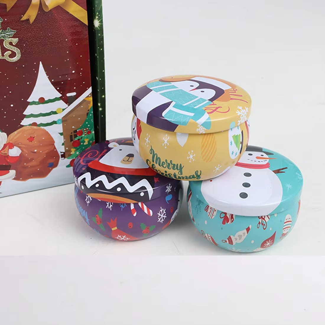 4PCS/set of Christmas aromatherapy candle gift boxes soy wax smokeless aromatherapy gifts Christmas candles home decoration