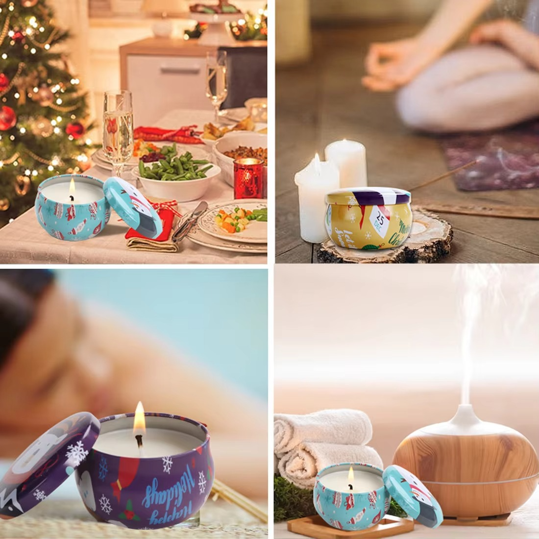 4PCS/set of Christmas aromatherapy candle gift boxes soy wax smokeless aromatherapy gifts Christmas candles home decoration