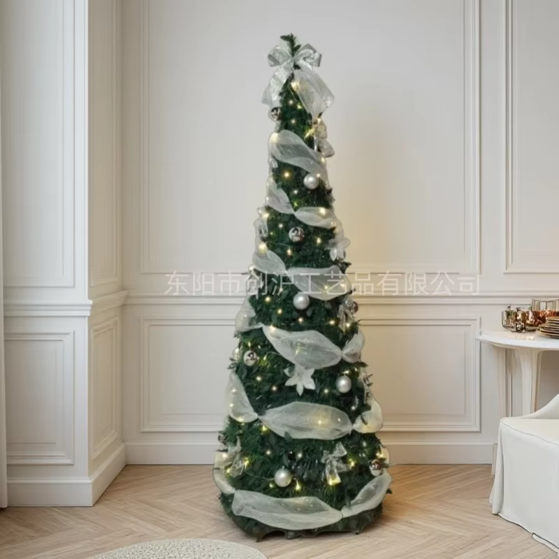Hot Sale 4FT/120CM Foldable Pre-Decorated Christmas Tree Pop-Up Festive Decoration Home Decor led Christmas Tree