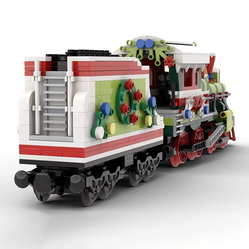 MOC Mini Festive Steam Railway Trains The Christmas Locomotive With Motor DIY Building Blocks Model Bricks Boy Toys Xmas Gifts