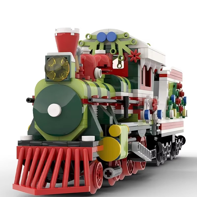 MOC Mini Festive Steam Railway Trains The Christmas Locomotive With Motor DIY Building Blocks Model Bricks Boy Toys Xmas Gifts