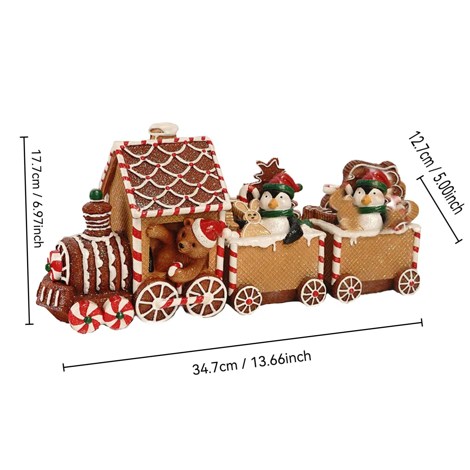 Gingerbread Train Christmas Decorations Window Christmas Gifts Home Living Room Table Resin Crafts Adornos NavideñOs Home Decor