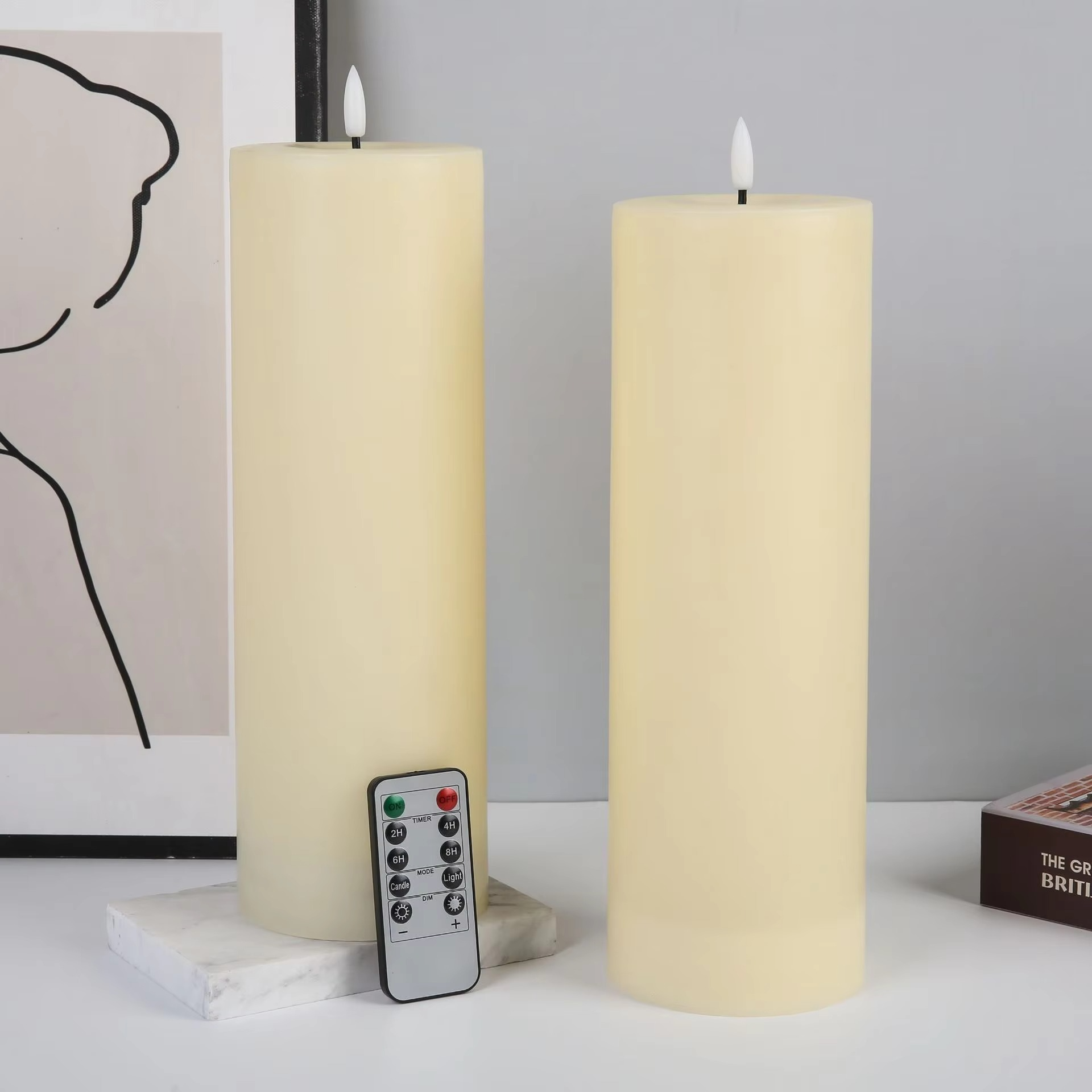 LED Large Electronic Candle Lights Waterproof Flickering LED Flameless Candle Christmas Patio Simulation Pillar Candle
