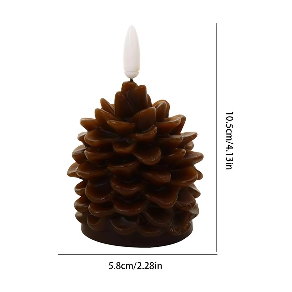 4X Christmas Flameless Pinecone Candles Simulated Fake Candles Lanterns Pinecone LED Lights for Room Home Table Fall Xmas Decor