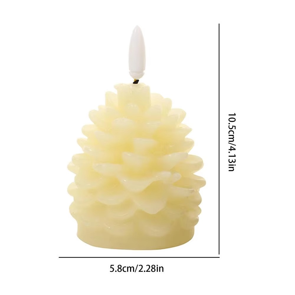 4X Christmas Flameless Pinecone Candles Simulated Fake Candles Lanterns Pinecone LED Lights for Room Home Table Fall Xmas Decor