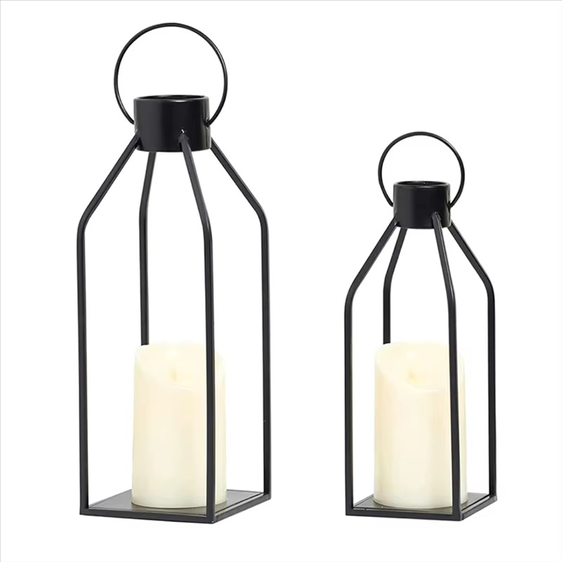 AF90-2 Set Candle Lantern With Flickering LED Indoor Outdoor Home Decor Christmas Halloween Gift