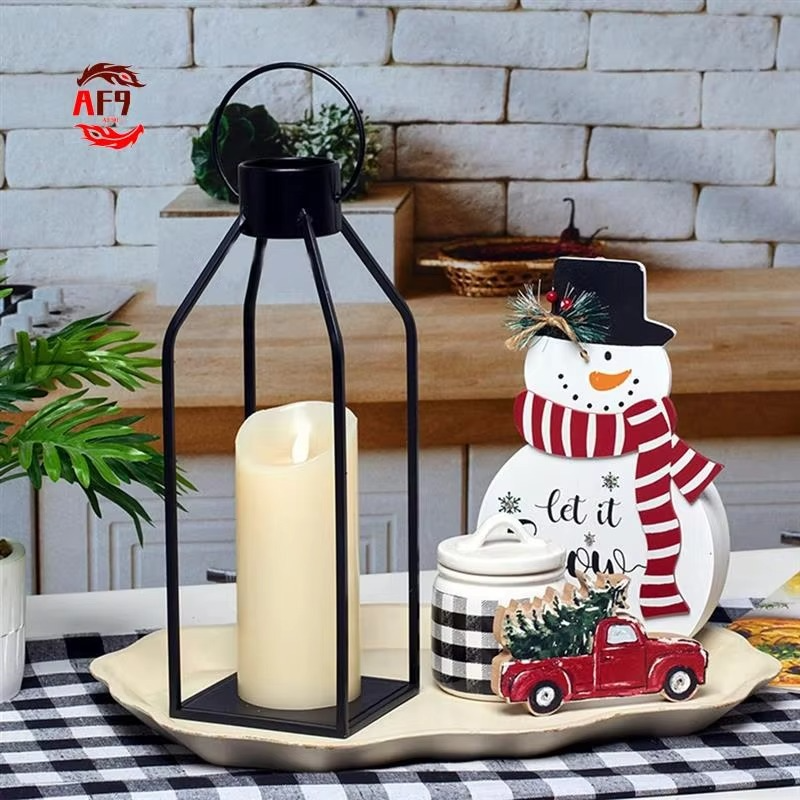 AF90-2 Set Candle Lantern With Flickering LED Indoor Outdoor Home Decor Christmas Halloween Gift