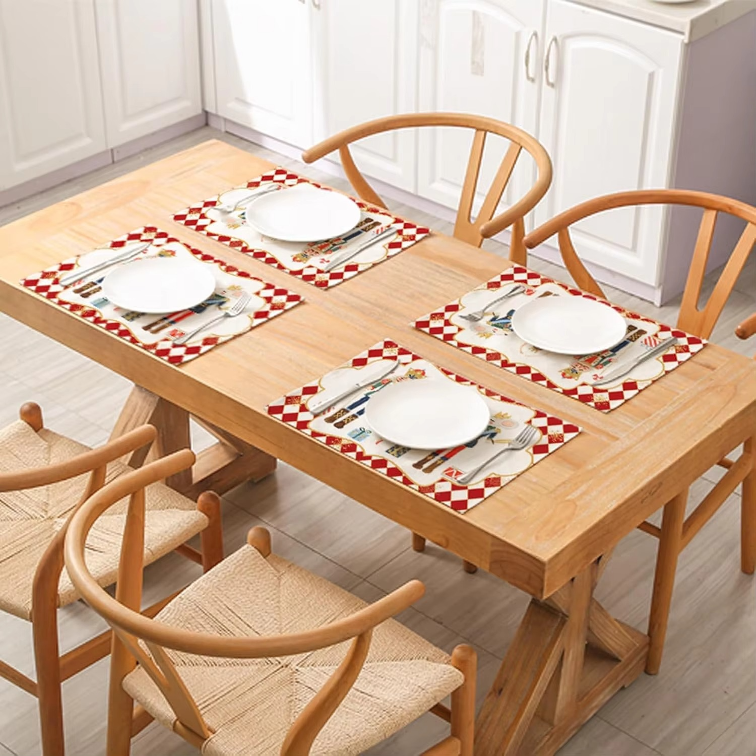 Christmas Nutcracker Placemats Set of 4, 12x18 Inch Xmas Winter Holiday Table Place Mats for Kitchen Dining Home Party Decor