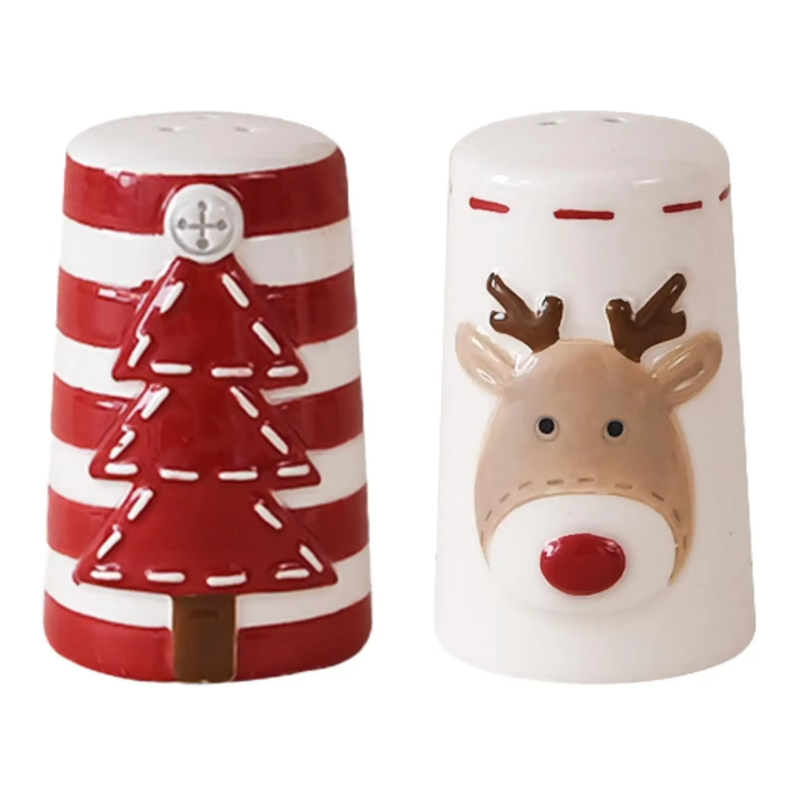 2Pcs nordic style santa claus christmas salt and pepper shaker creative Christmas themed spices bottle embossed seasoning bottle
