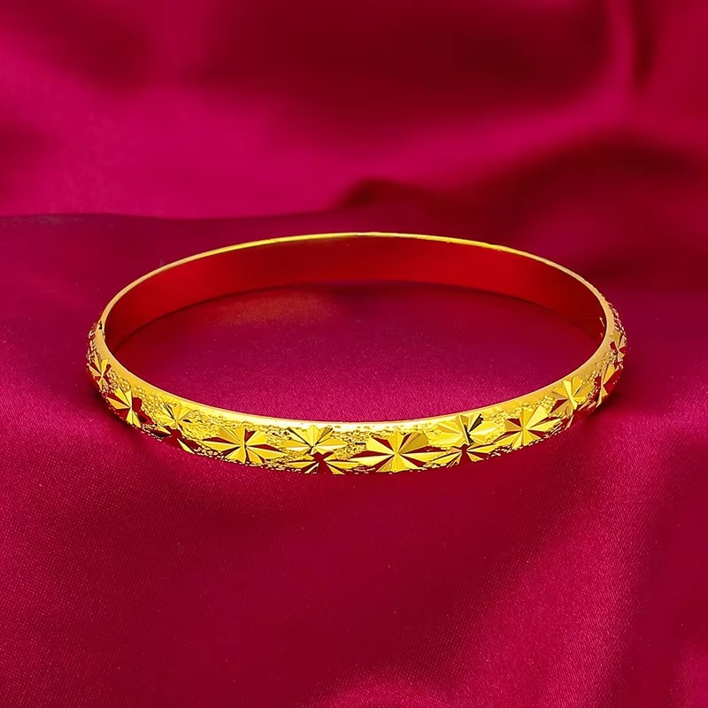 24K Gold 6mm Euro Coin Clasp Bracelet | AU999 Pure Gold, embossed round coin, easy-clasp, elegant for daily wear