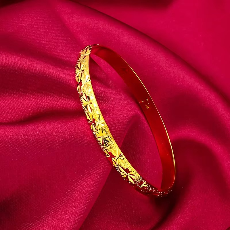 24K Gold 6mm Euro Coin Clasp Bracelet | AU999 Pure Gold, embossed round coin, easy-clasp, elegant for daily wear
