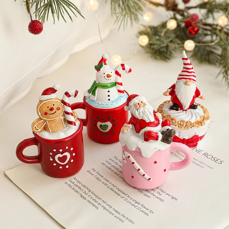 Resin Christmas Mug Desktop Decoration, Cartoon Creative Santa Claus, Christmas Decorations, Creative Gift