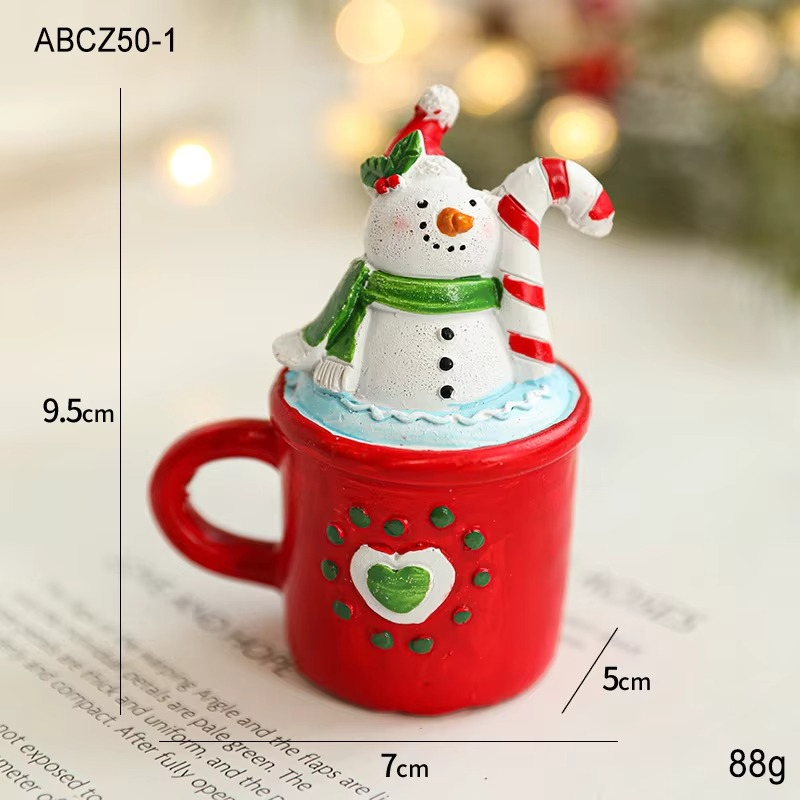 Resin Christmas Mug Desktop Decoration, Cartoon Creative Santa Claus, Christmas Decorations, Creative Gift
