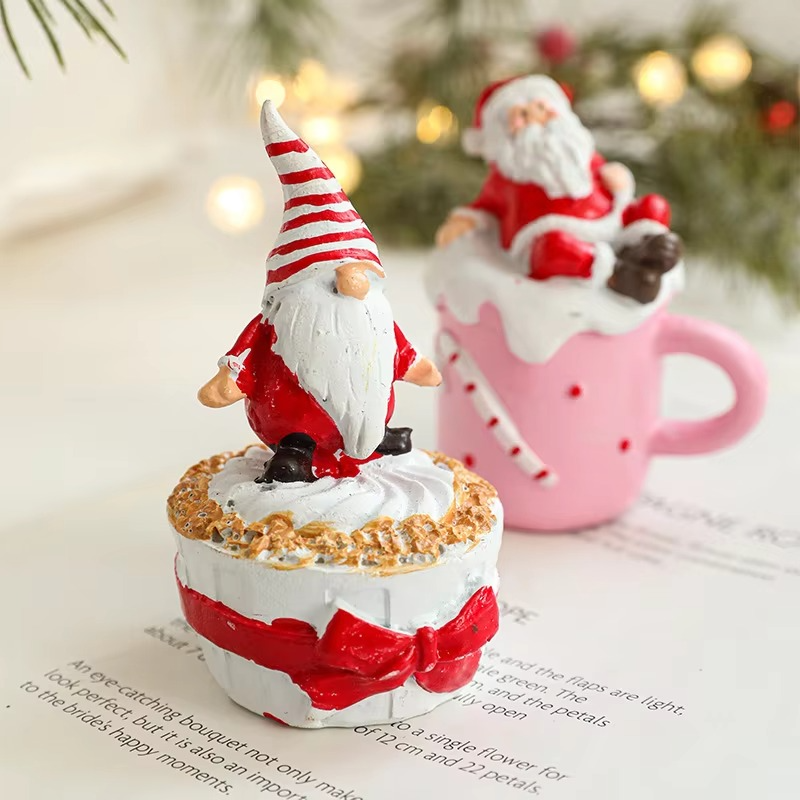 Resin Christmas Mug Desktop Decoration, Cartoon Creative Santa Claus, Christmas Decorations, Creative Gift