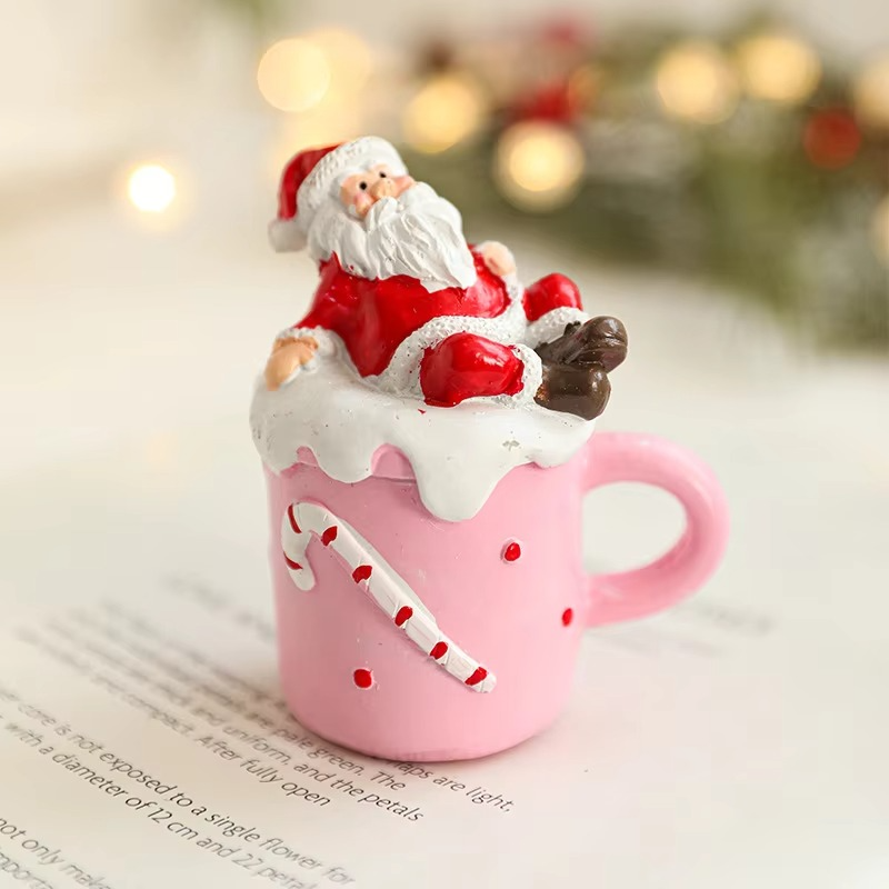 Resin Christmas Mug Desktop Decoration, Cartoon Creative Santa Claus, Christmas Decorations, Creative Gift
