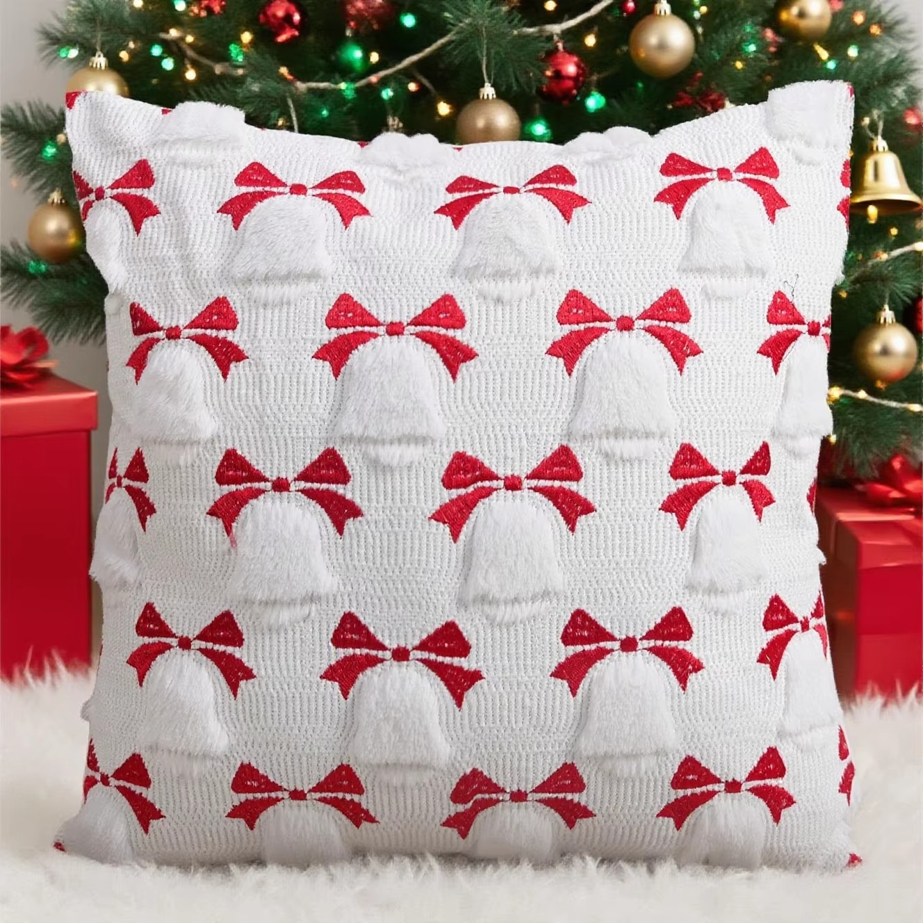 1pc Christmas decoration pillowcase, Santa Claus, Christmas tree, 3d embroidery design, New Year party decoration, gifts