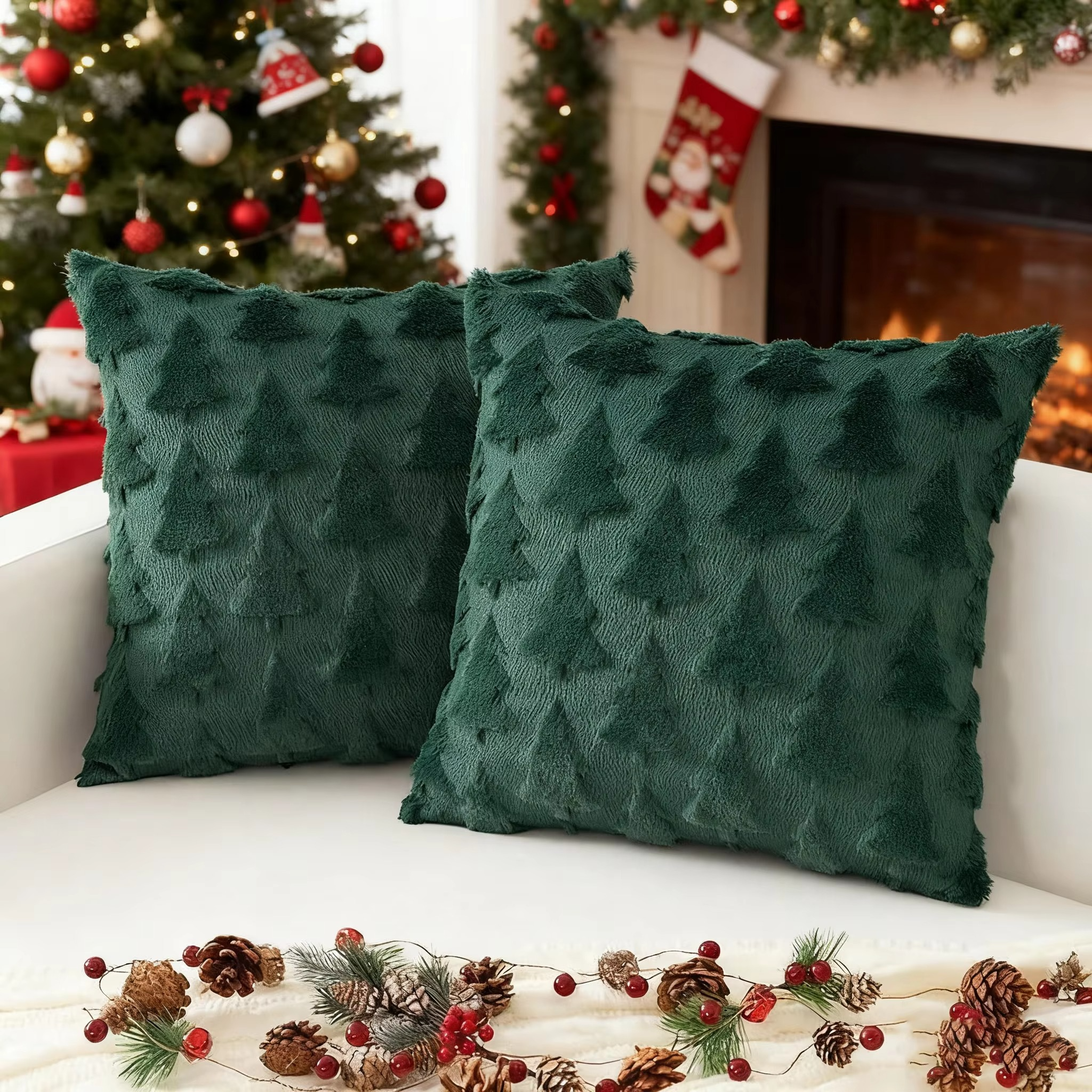 1pc Christmas decoration pillowcase, Santa Claus, Christmas tree, 3d embroidery design, New Year party decoration, gifts