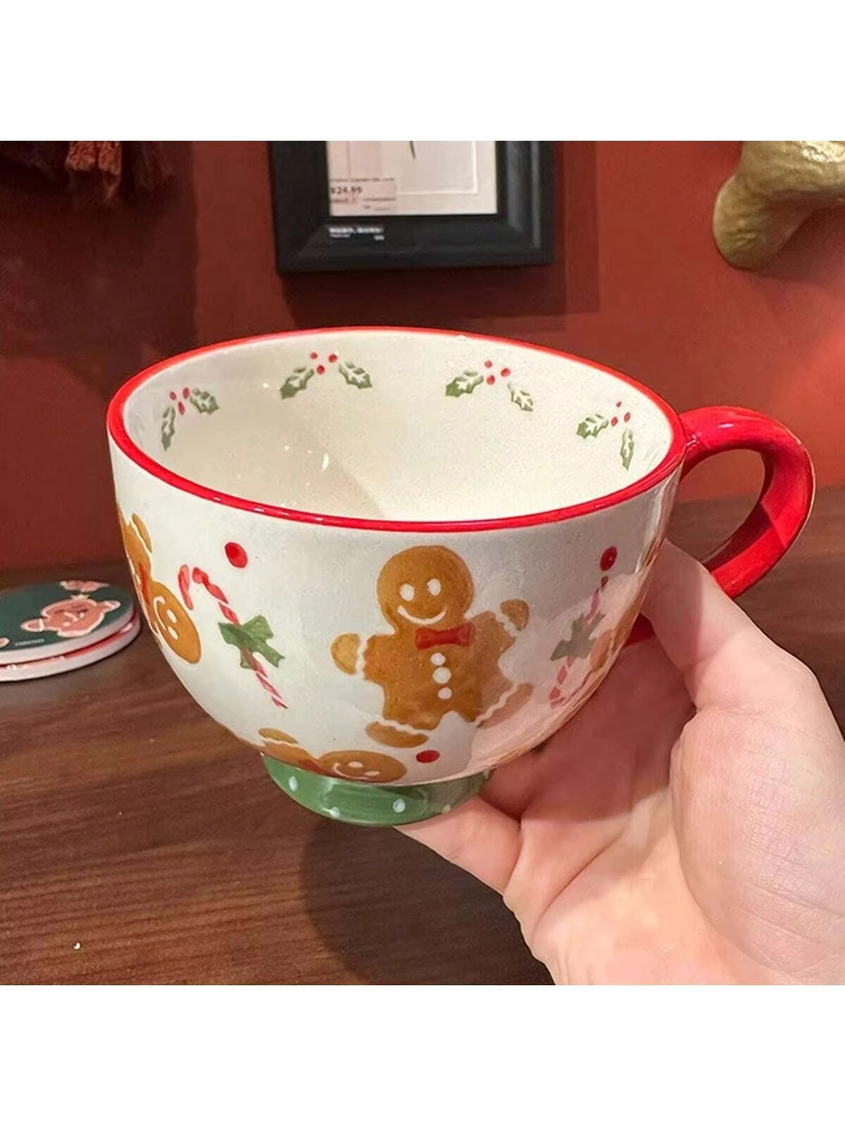 Christmas Mug, Cartoon Gingerbread Man Santa Claus Mug, Large Capacity, Very Suitable for Christmas, the Perfect Christmas Gift