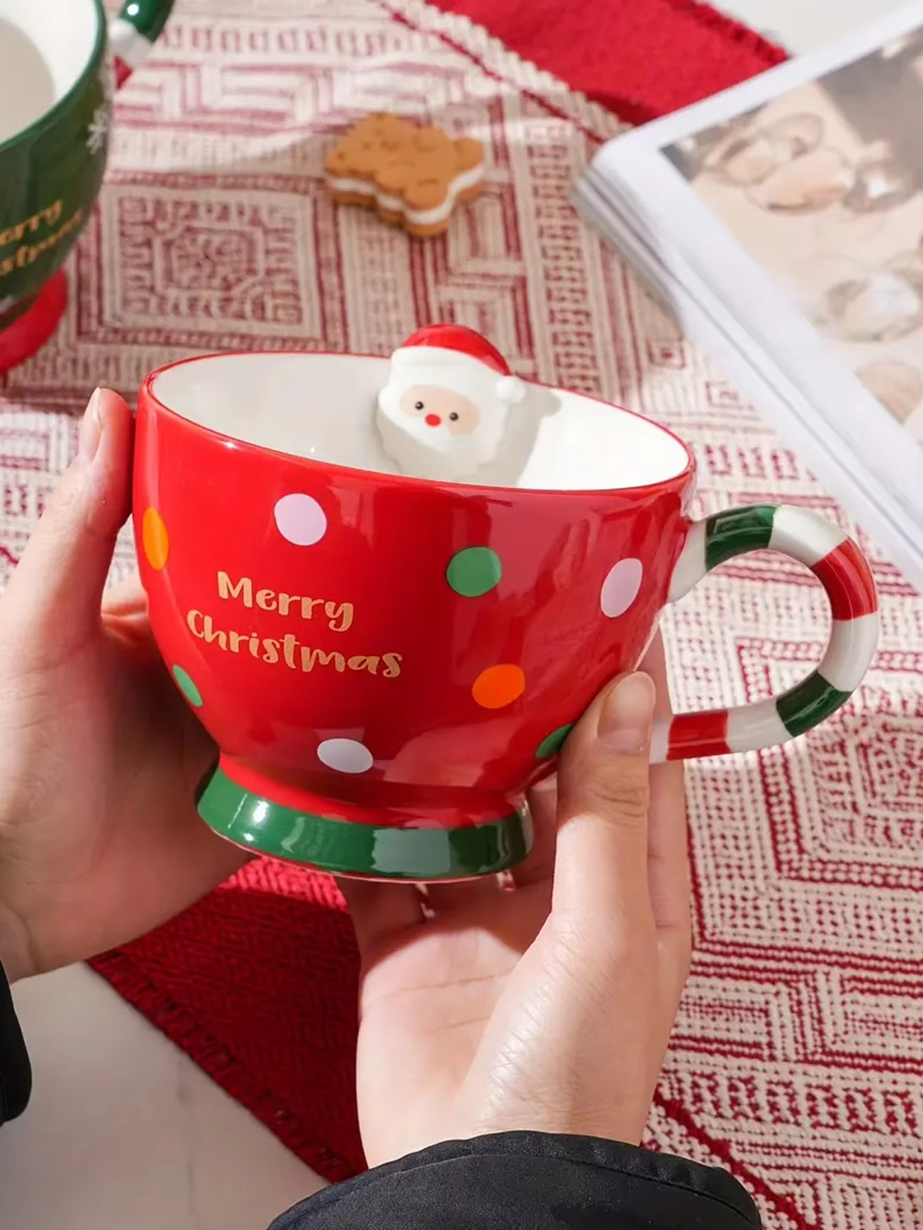 Christmas Mug, Cartoon Gingerbread Man Santa Claus Mug, Large Capacity, Very Suitable for Christmas, the Perfect Christmas Gift
