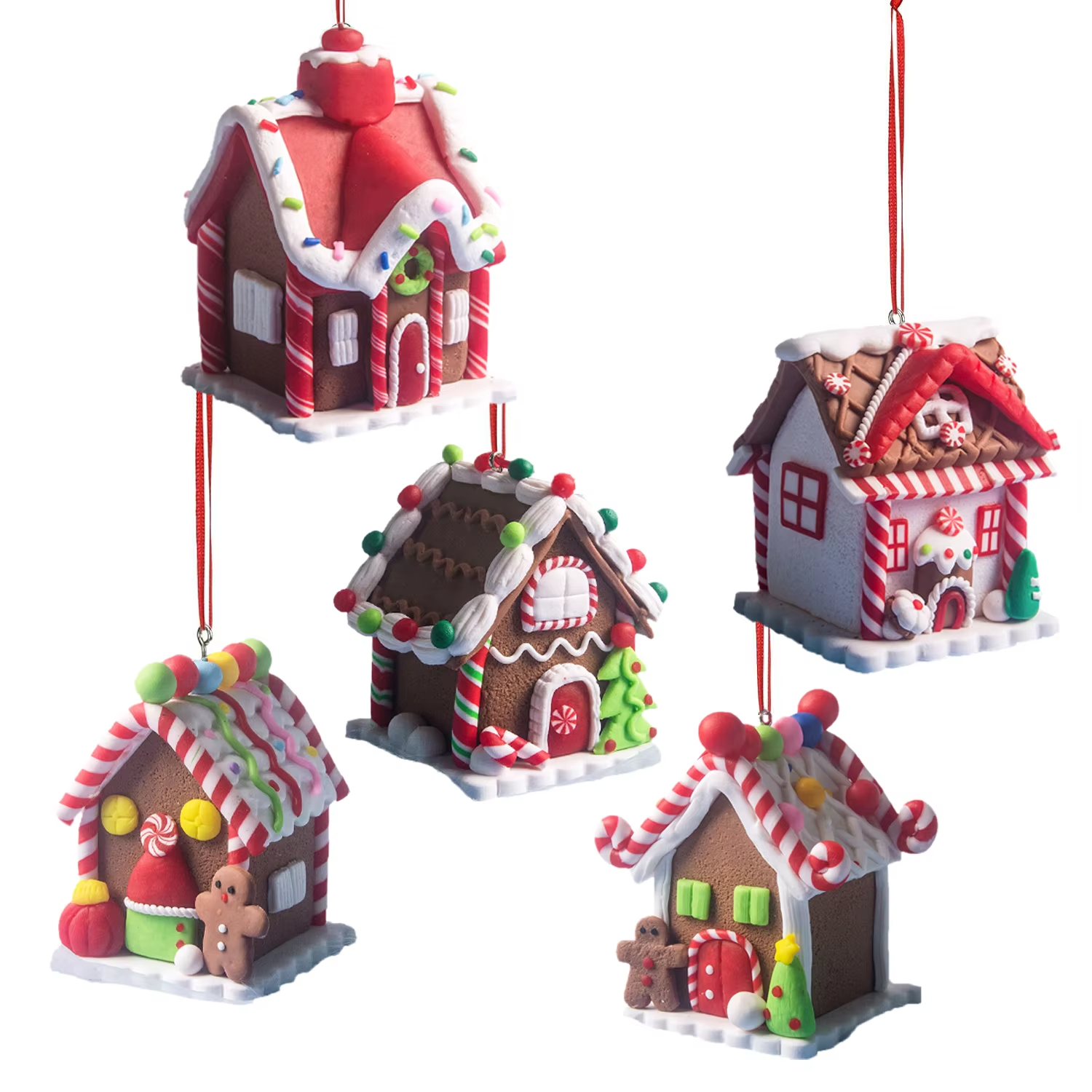 Christmas Tree Ornament Set Gingerbread Christmas Decor with Rope House Decor Xmas Decorative Hanging Ornaments