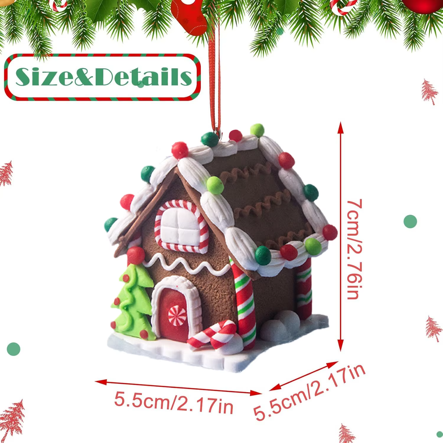 Christmas Tree Ornament Set Gingerbread Christmas Decor with Rope House Decor Xmas Decorative Hanging Ornaments