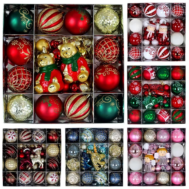 44pcs 6cm Christmas Balls Deer Santa Claus Xmas Tree Hanging Ornament Home Chirstmas Party Decoration New Year Gift Navidad 2025