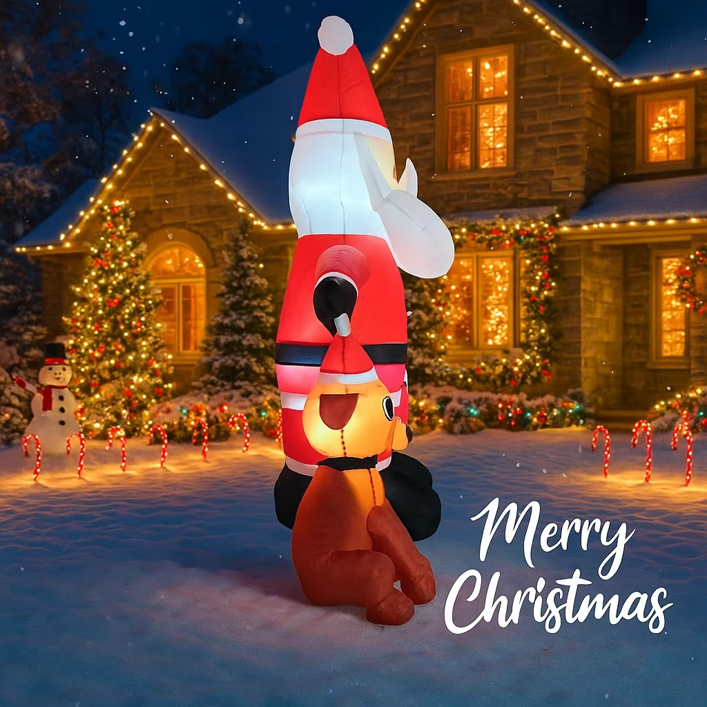 8.2FT Inflatable Toy Christmas Decor Set Santa Snowman Dog Tree Xmas Yard Decoration Supplie Home Ornament Festive Gift LED Lit