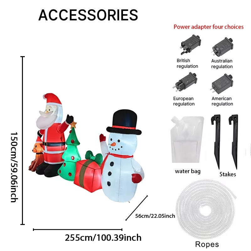 8.2FT Inflatable Toy Christmas Decor Set Santa Snowman Dog Tree Xmas Yard Decoration Supplie Home Ornament Festive Gift LED Lit