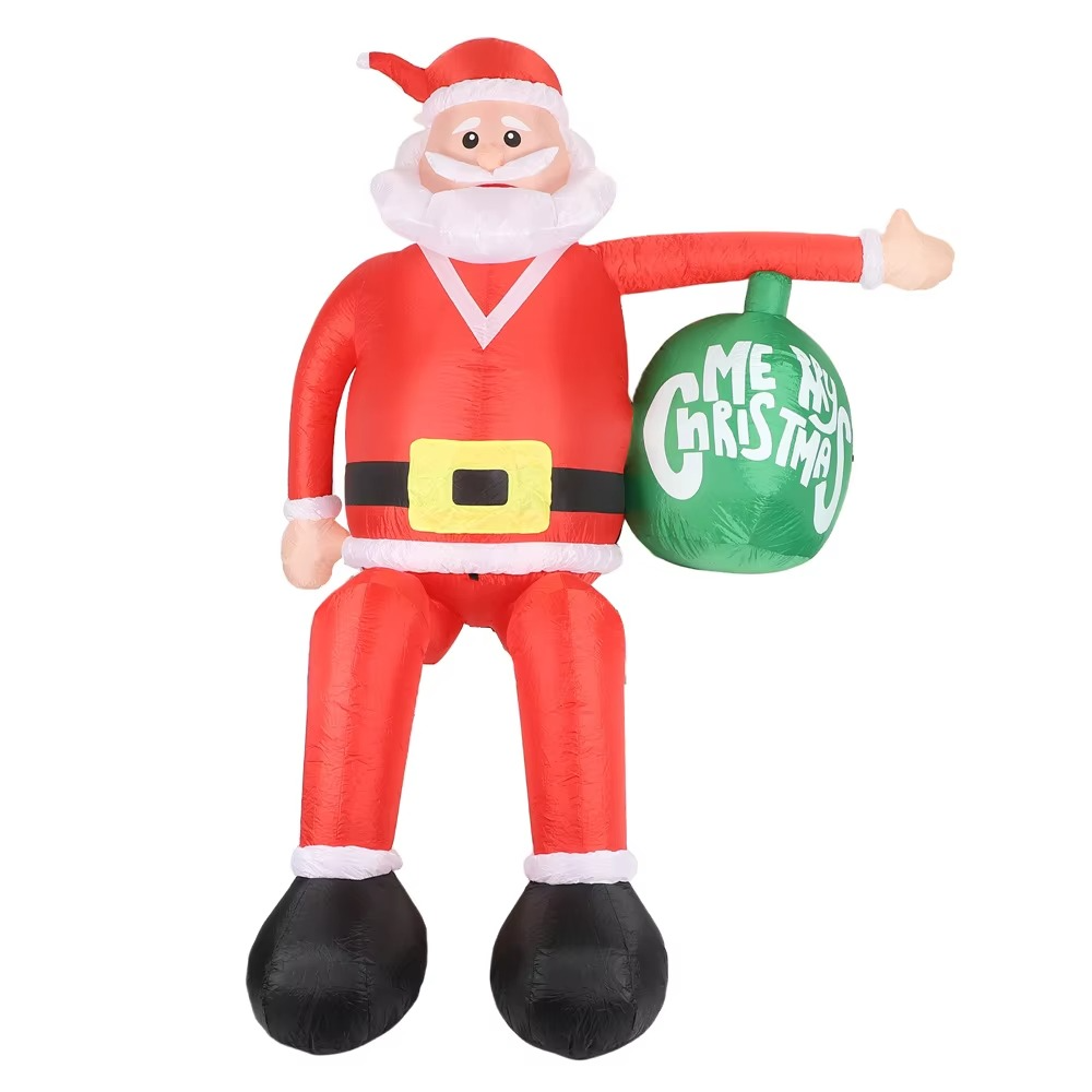 2.4M Christmas Inflatables Climbing Santa Roof Decoration, Built-in LED lights For Outdoor Indoor Roof Yard Garden Lawn Party
