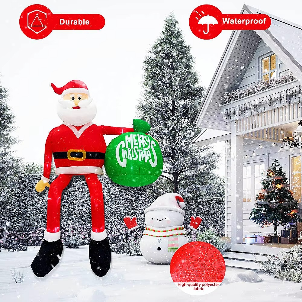 2.4M Christmas Inflatables Climbing Santa Roof Decoration, Built-in LED lights For Outdoor Indoor Roof Yard Garden Lawn Party