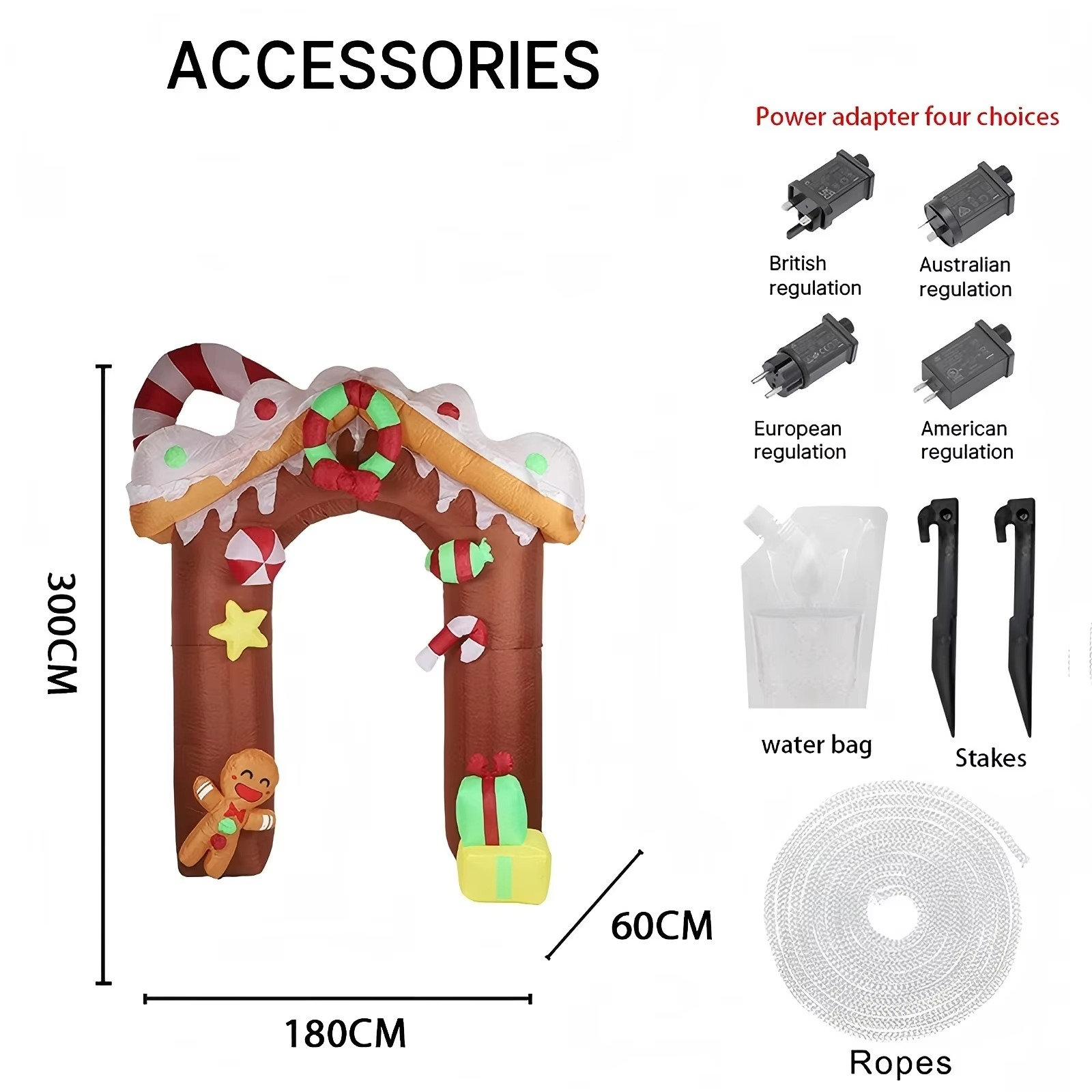 9.84FT Yard Party Decoration Inflatable Gingerbread House Arch Toys LED Light Xmas Home Decor Ornaments Supplies Christmas Gifts
