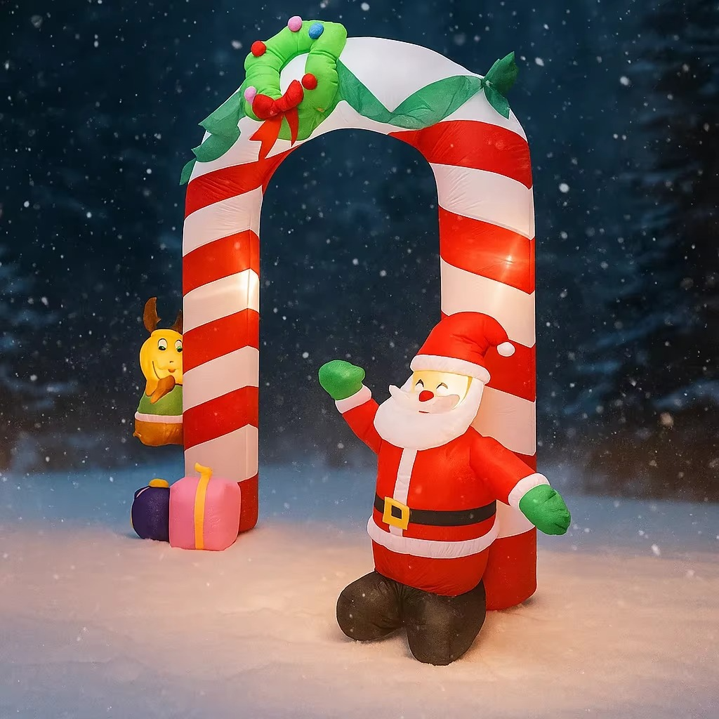 7.8FT Christmas Yard Decor Inflatable Archway Claus Santa Sleigh Gift with LED Xmas Toy Supplies Home Decoration Ornament Gift