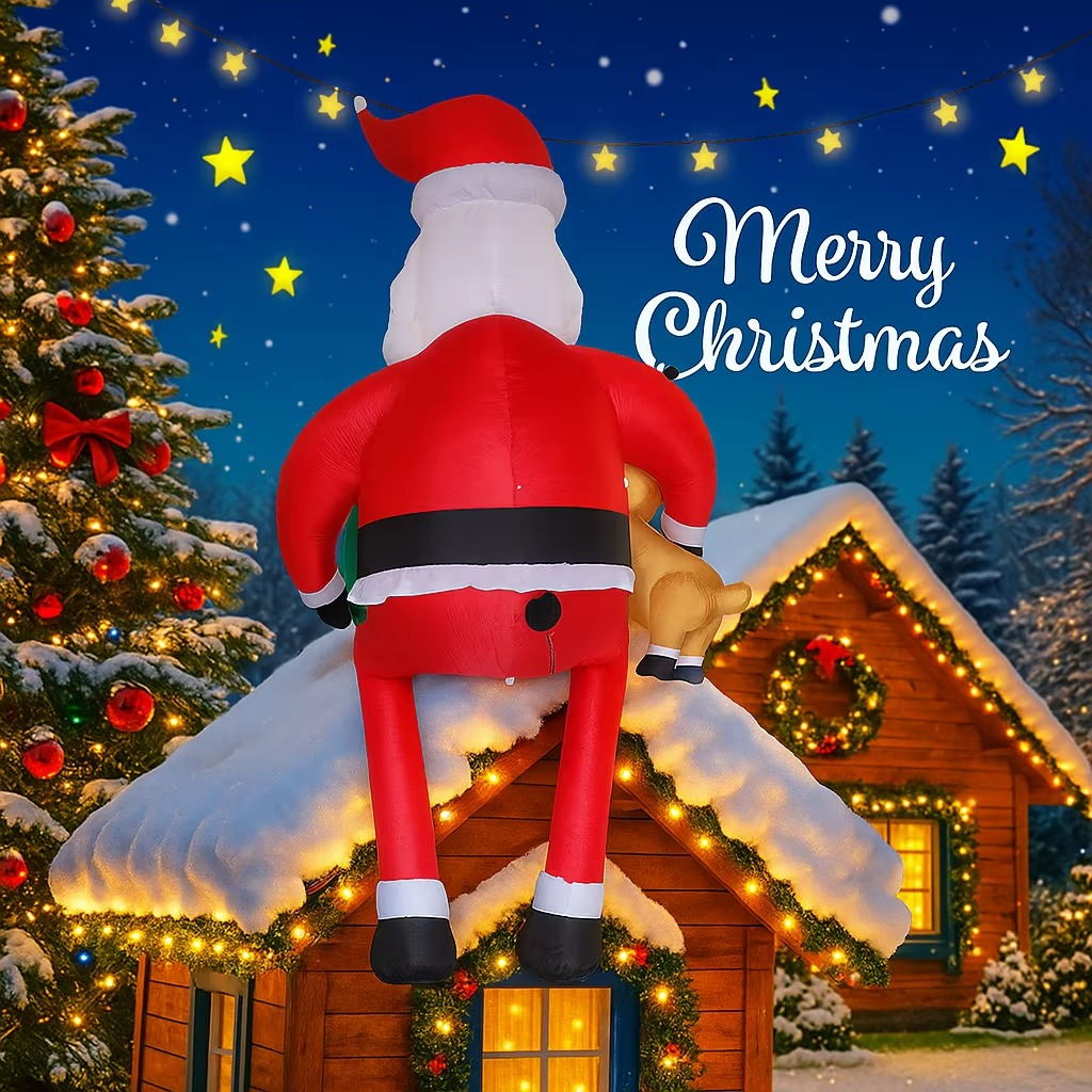 9.5FT Inflatable Christmas Toy Santa Claus Decoration Xmas Yard Decor Reindeer Gift LED Home Ornament Christmas Gifts Supplies