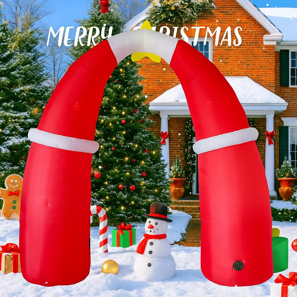 8.8FT Inflatable Christmas Toy Santa Archway Decoration Xmas Yard Decor LED Star Boxes Double Santa Design Home Ornament Gift