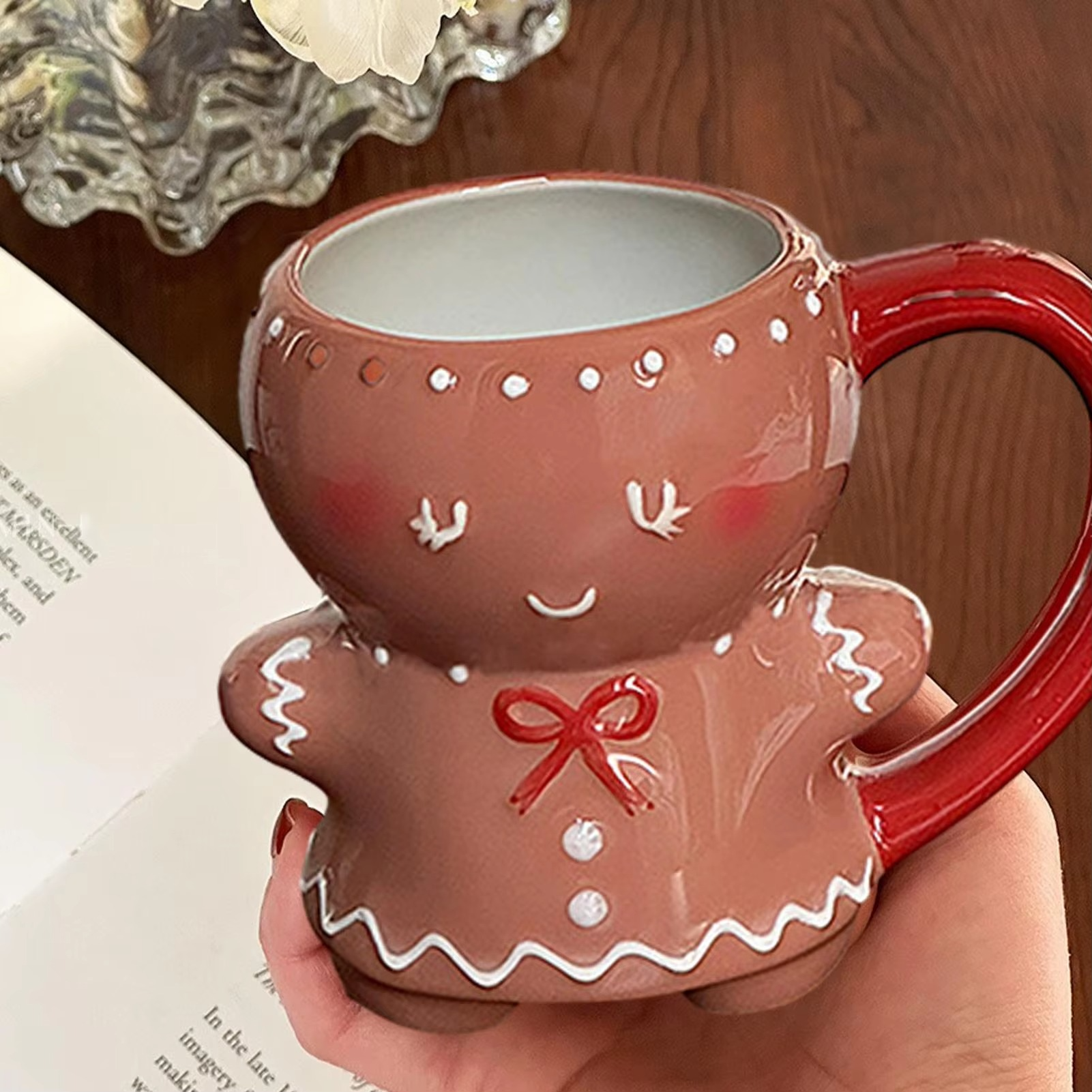 280ml Gingerbread Man Mug Cartoon Cute Christmas Mug 3D Ceramic Cup Milk Coffee Water Cup Mug 2025 Christmas Gift