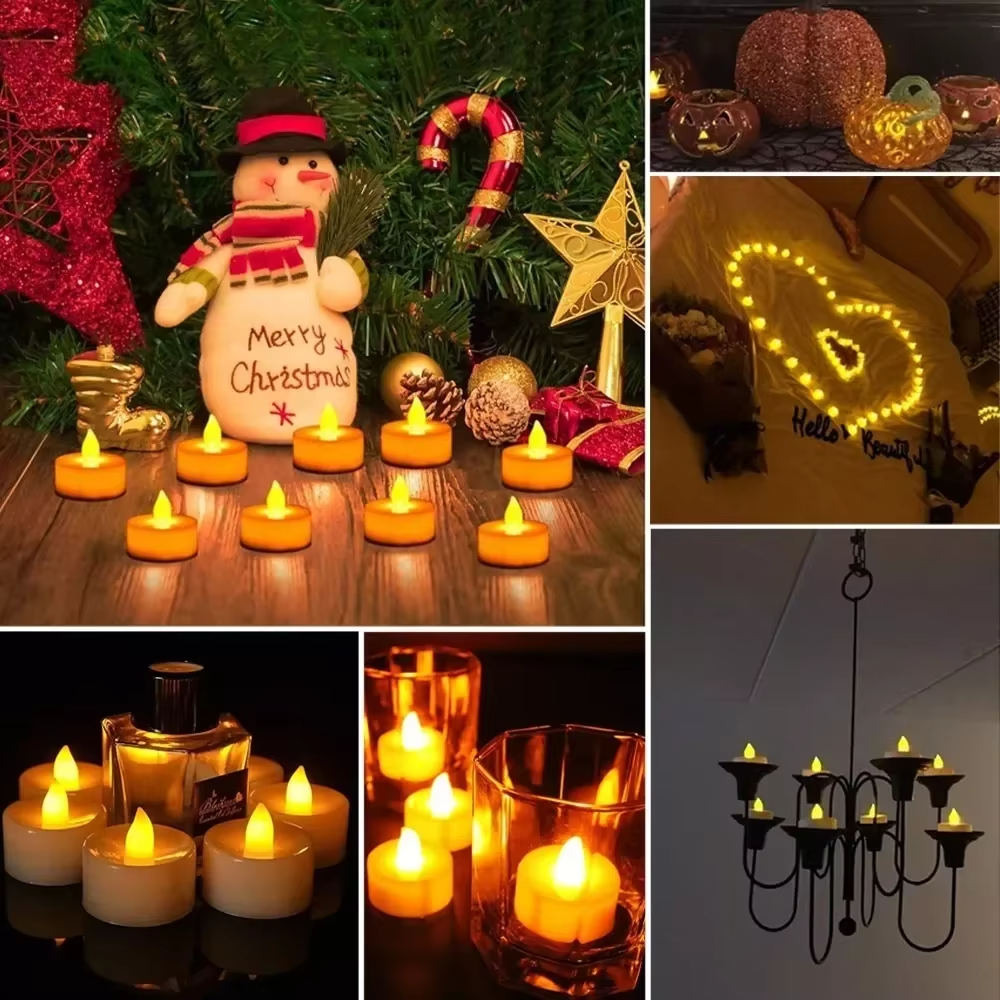 24Pcs LED Candles Flameless Candle Battery Operated, LED Electric Candles Tea Lights Halloween Christmas Party Decorations