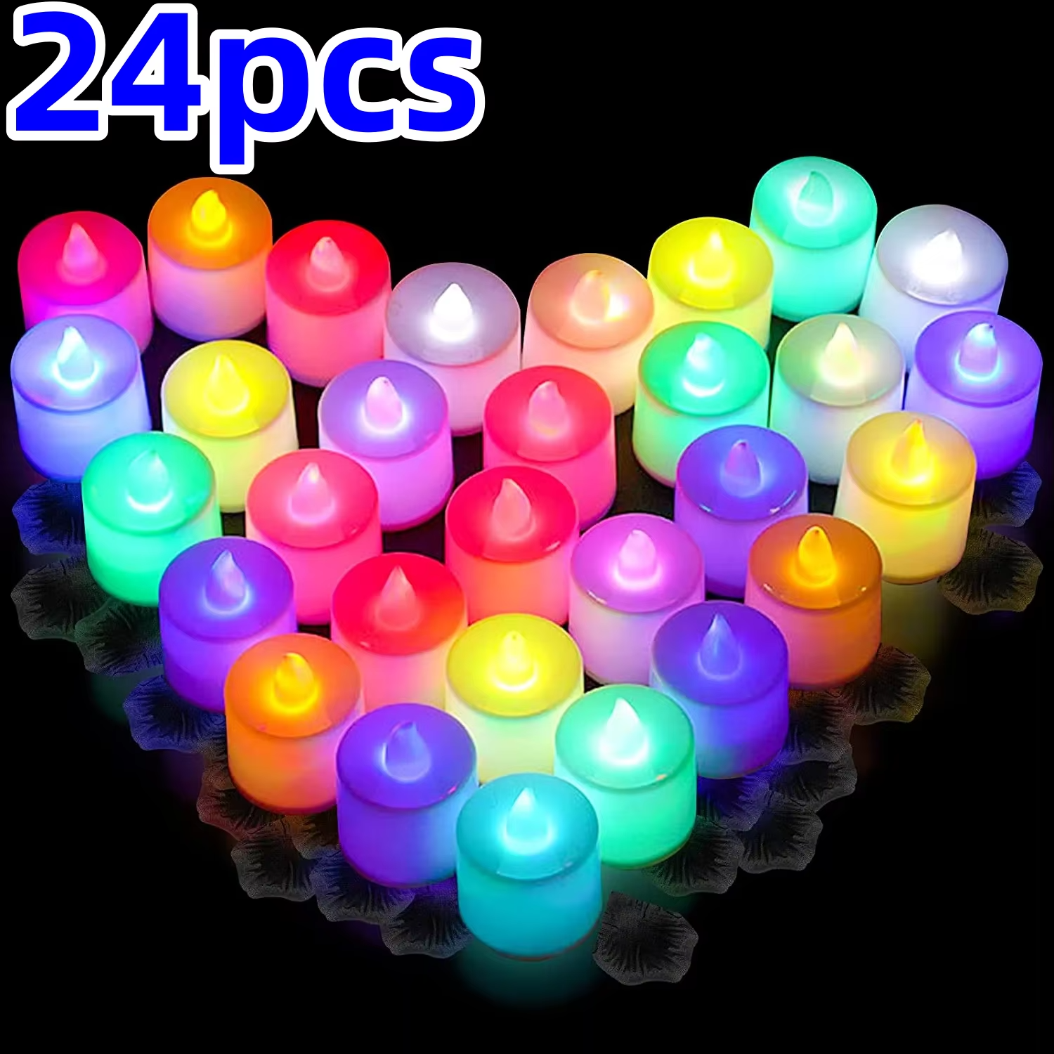 24Pcs LED Candles Flameless Candle Battery Operated, LED Electric Candles Tea Lights Halloween Christmas Party Decorations