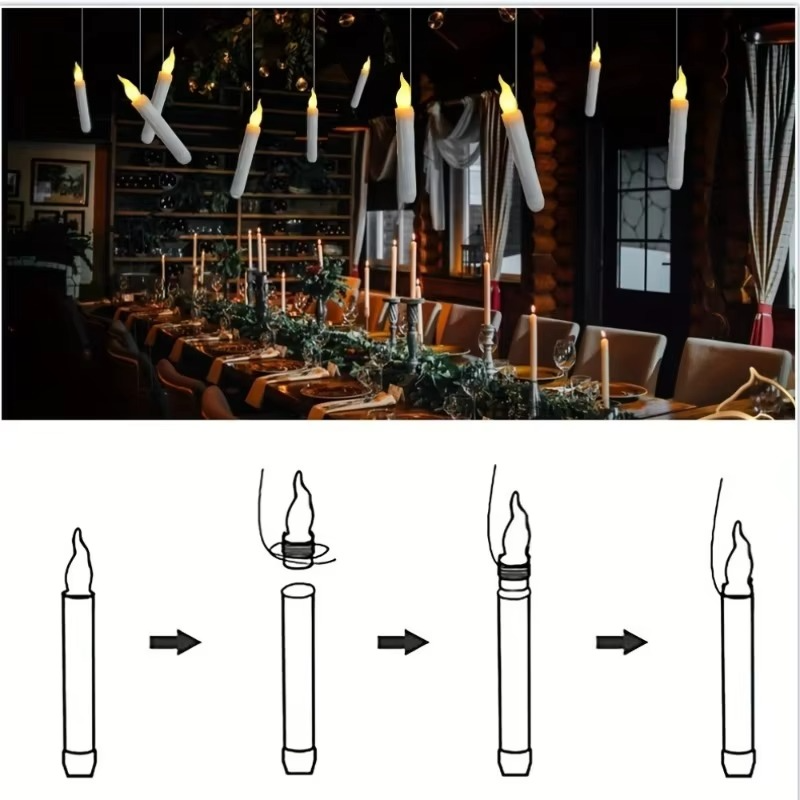 Floating LED Candles 12 Pack Remote Control Halloween Christmas Decor for Party Church Bedroom Classroom Indoor Plastic Bottle