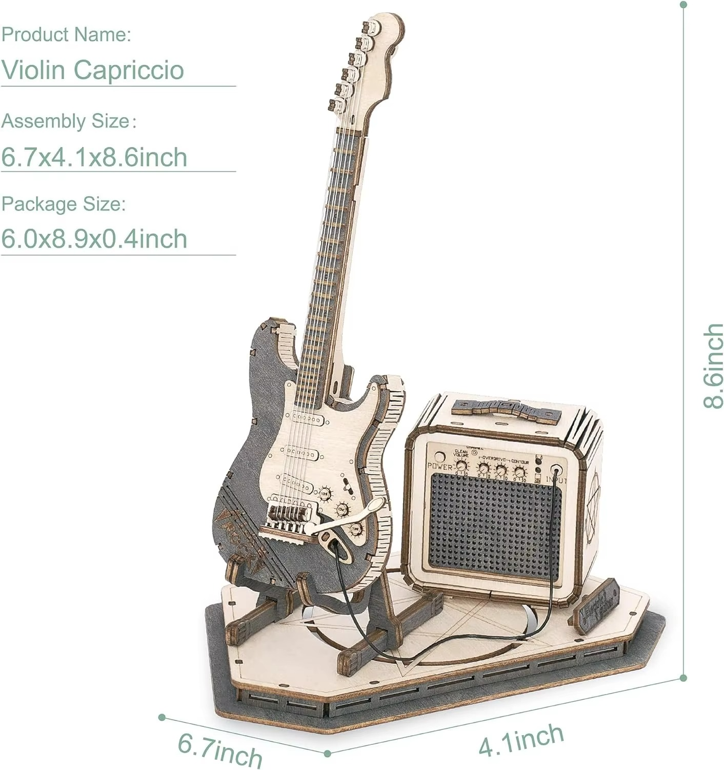 Robotime ROKR Electric Guitar 3D Wooden Puzzle for Kids Adults Assembly Creative Toys Building Block Set for Christmas Gifts