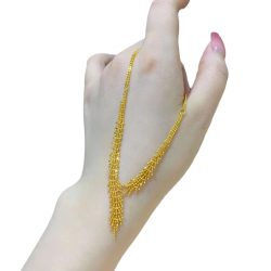 Luxurious 9999 24K real gold lace tassel necklace, individual, sweet, exquisite and sexy collarbone chain women's accessory