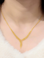 Luxurious 9999 24K real gold lace tassel necklace, individual, sweet, exquisite and sexy collarbone chain women's accessory