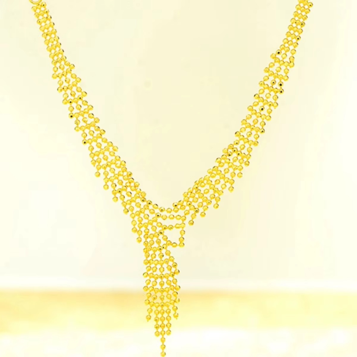Luxurious 9999 24K real gold lace tassel necklace, individual, sweet, exquisite and sexy collarbone chain women's accessory