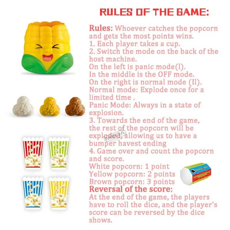 Fun Popcorn Toy Kid's Board Game Corn Decompression Puzzle Toy Family Party Game Kids Halloween Present Christmas Birthday Gifts