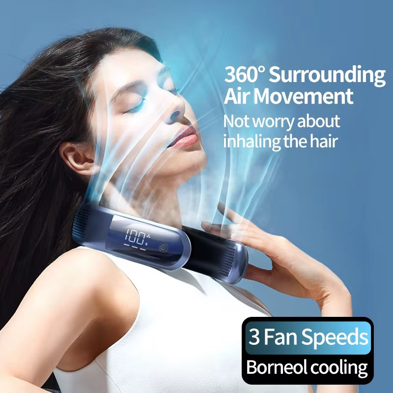 CAFELE Neck Fan Portable Wearable Bladeless Fan 3000mAh Rechargeable Battery With Breathable Neck Brace LED Display 3 Speeds