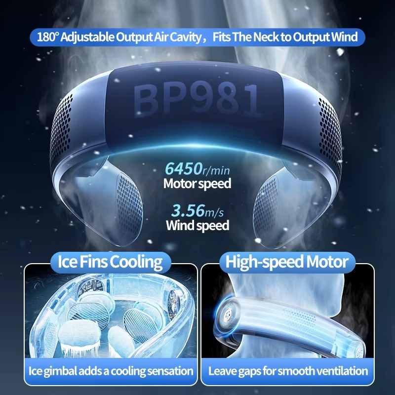 CAFELE Neck Fan Portable Wearable Bladeless Fan 3000mAh Rechargeable Battery With Breathable Neck Brace LED Display 3 Speeds