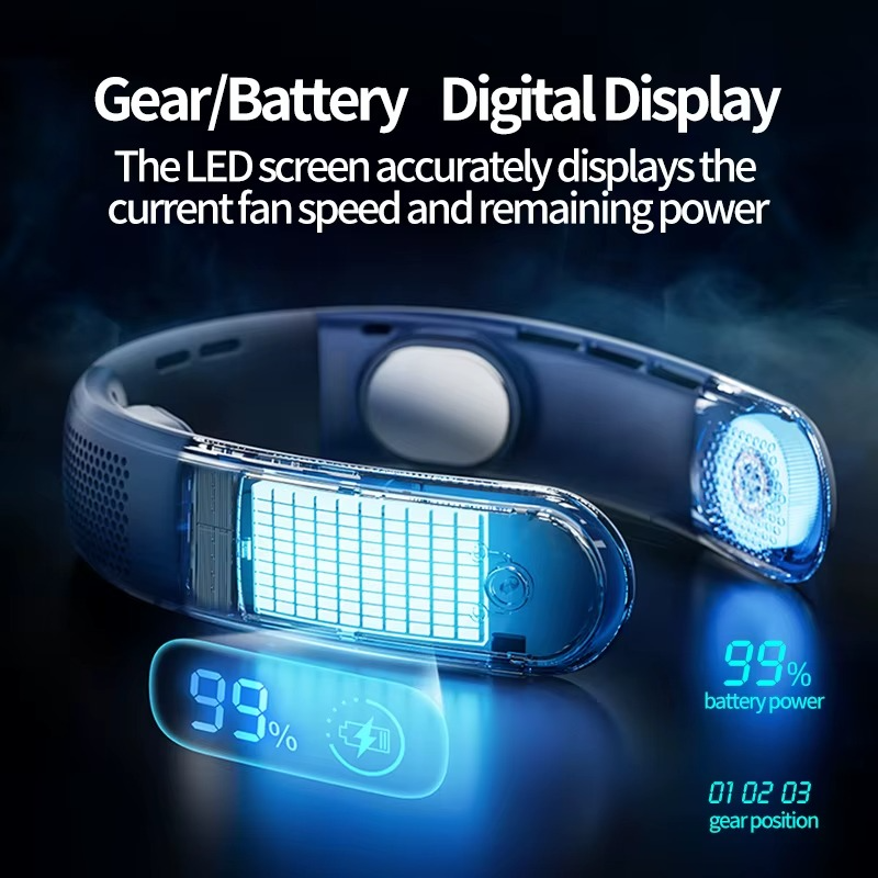 CAFELE Neck Fan Portable Wearable Bladeless Fan 3000mAh Rechargeable Battery With Breathable Neck Brace LED Display 3 Speeds