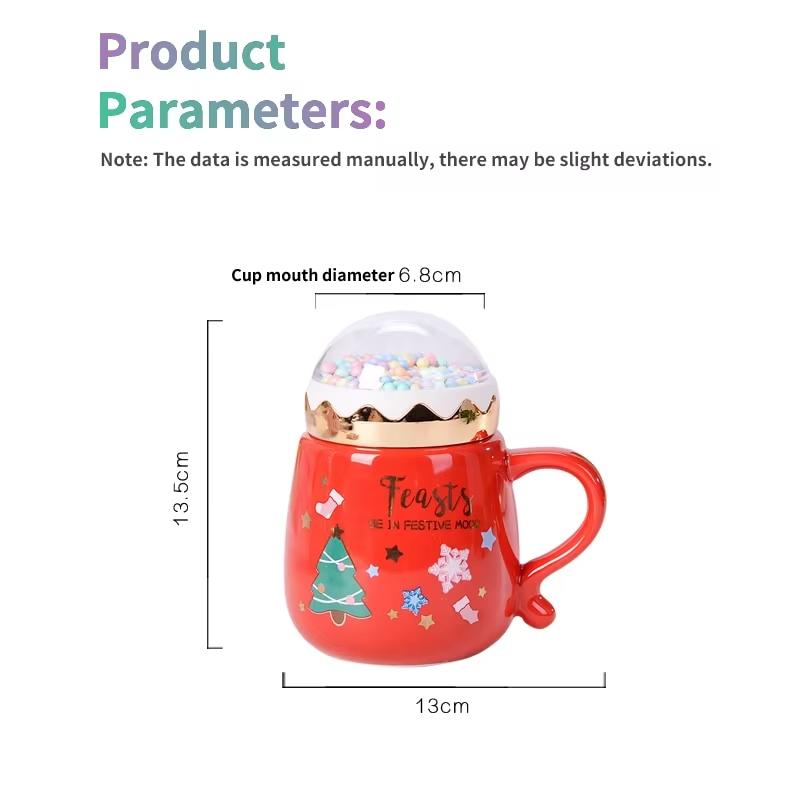 Christmas Mugs Set with Lid and Spoon Xmas Gift Box Set Ceramic Cartoon Couples Santa Claus Milk Cocoa Cup For Home Office