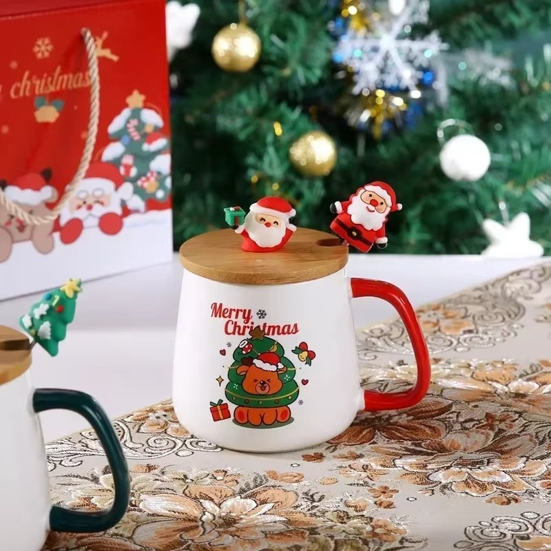 Ceramic Mug Christmas Gift Ceramic Mug Cup Cup Coffee Cup Christmas Mug with Lid with Spoon Set Cup Mug Gift Box