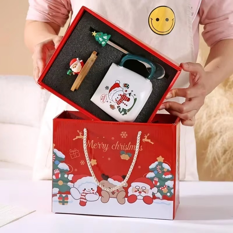 Ceramic Mug Christmas Gift Ceramic Mug Cup Cup Coffee Cup Christmas Mug with Lid with Spoon Set Cup Mug Gift Box