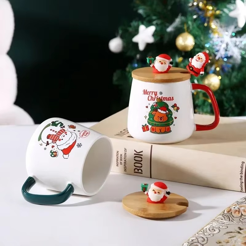 Ceramic Mug Christmas Gift Ceramic Mug Cup Cup Coffee Cup Christmas Mug with Lid with Spoon Set Cup Mug Gift Box